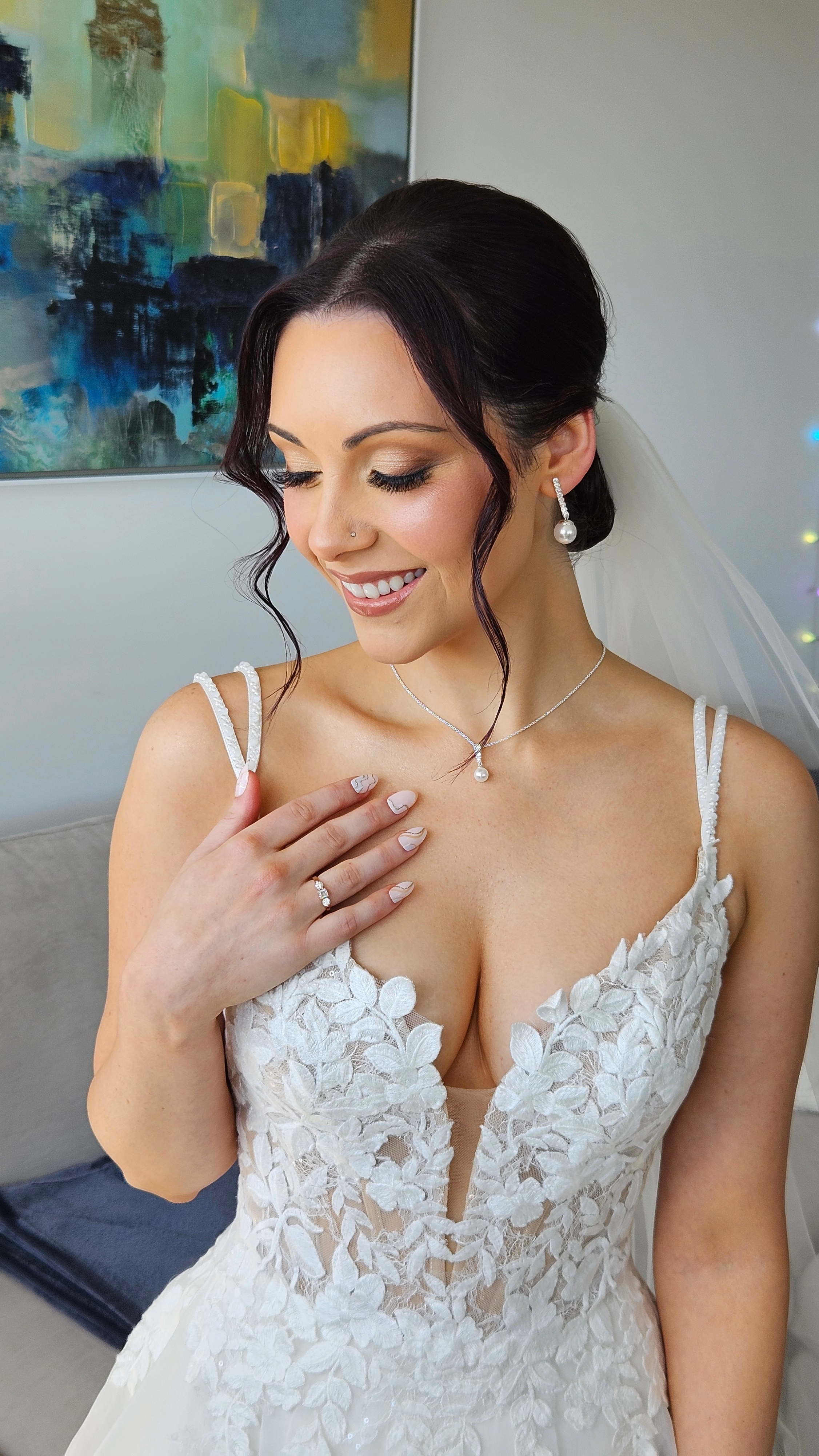 White Gown Natural Glam Bridal Makeup & Hair
